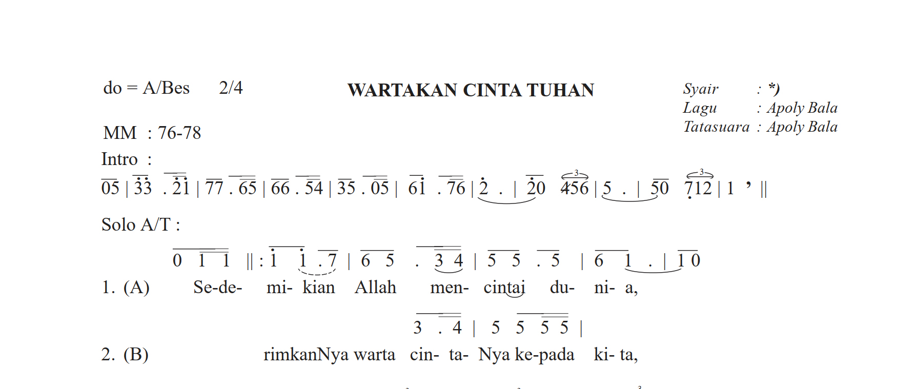 Wartakan Cinta Tuhan - Apoly Bala